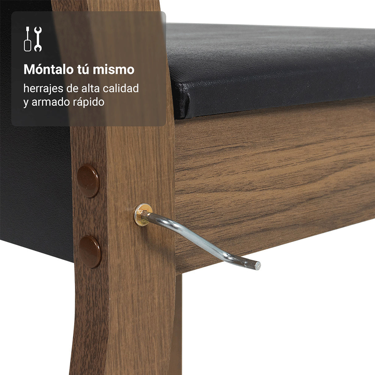 Juego de comedor Havana Negro y Marrón 136x76cm Rectangular de Cuatro Puestos con Cuatro Sillas - COMEDORES | Bylmo