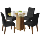 Juego de comedor Mile Marrón y Negro 110x76cm Circular de Cuatro Puestos con Cuatro Sillas - COMEDORES | Bylmo