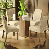 Juego de comedor Mile Marrón y Beige 110x76cm Circular de Cuatro Puestos con Cuatro Sillas - COMEDORES | Bylmo
