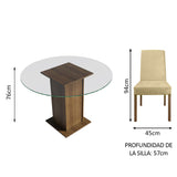 Juego de comedor Mile Marrón y Beige 110x76cm Circular de Cuatro Puestos con Cuatro Sillas - COMEDORES | Bylmo