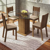 Juego de comedor Paula Marrón y Beige 110x76cm Circular de Cuatro Puestos con Cuatro Sillas - COMEDORES | Bylmo