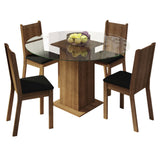 Juego de comedor Paula Marrón y Negro 110x76cm Circular de Cuatro Puestos con Cuatro Sillas - COMEDORES | Bylmo