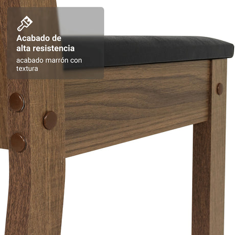 Juego de comedor Paula Marrón y Negro 110x76cm Circular de Cuatro Puestos con Cuatro Sillas - COMEDORES | Bylmo