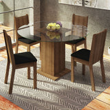 Juego de comedor Paula Marrón y Negro 110x76cm Circular de Cuatro Puestos con Cuatro Sillas - COMEDORES | Bylmo