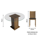 Juego de comedor Paula Marrón y Negro 110x76cm Circular de Cuatro Puestos con Cuatro Sillas - COMEDORES | Bylmo