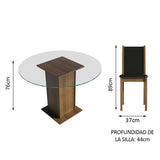 Juego de comedor Madu Marrón y Negro 110x76cm Rectangular de Cuatro Puestos con Cuatro Sillas - COMEDORES | Bylmo