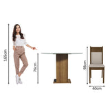 Juego de comedor Ana Marrón y Crema 110x76cm Circular de Cuatro Puestos con Cuatro Sillas - COMEDORES | Bylmo