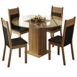 Juego de comedor Ana Marrón y Negro 110x76cm Circular de Cuatro Puestos con Cuatro Sillas - COMEDORES | Bylmo