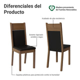 Juego de comedor Ana Marrón y Negro 110x76cm Circular de Cuatro Puestos con Cuatro Sillas - COMEDORES | Bylmo