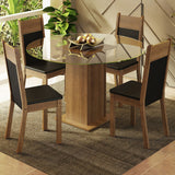 Juego de comedor Ana Marrón y Negro 110x76cm Circular de Cuatro Puestos con Cuatro Sillas - COMEDORES | Bylmo