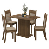 Juego de comedor Sheil Marrón y Crema 104x78cm Rectangular de Cuatro Puestos con Cuatro Sillas - COMEDORES | Bylmo
