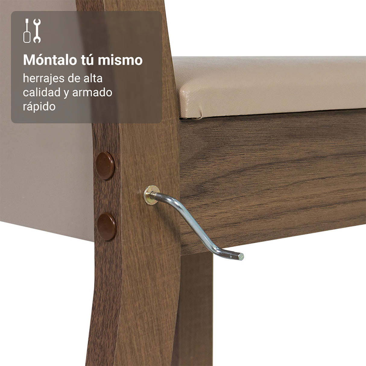 Juego de comedor Sheil Marrón y Crema 104x78cm Rectangular de Cuatro Puestos con Cuatro Sillas - COMEDORES | Bylmo