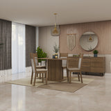 Juego de comedor Sheil Marrón y Crema 104x78cm Rectangular de Cuatro Puestos con Cuatro Sillas - COMEDORES | Bylmo