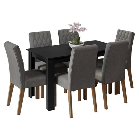 Juego de comedor Allegro Gris 136x76cm Rectangular de Seis Puestos con Seis Sillas - COMEDORES | Bylmo