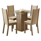 Juego de comedor Aline Marrón y Crema 90x76cm Cuadrado de Cuatro Puestos con Cuatro Sillas - COMEDORES | Bylmo