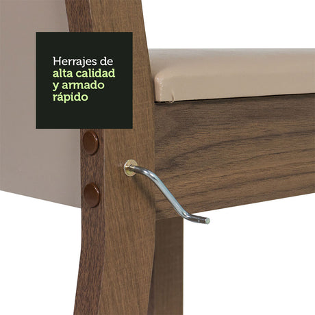 Juego de comedor Aline Marrón y Crema 90x76cm Cuadrado de Cuatro Puestos con Cuatro Sillas - COMEDORES | Bylmo