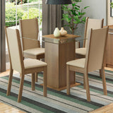 Juego de comedor Aline Marrón y Crema 90x76cm Cuadrado de Cuatro Puestos con Cuatro Sillas - COMEDORES | Bylmo
