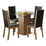 Juego de comedor Aline Marrón y Negro 80x76cm Cuadrado de Cuatro Puestos con Cuatro Sillas - COMEDORES | Bylmo