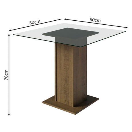 Juego de comedor Aline Marrón y Negro 80x76cm Cuadrado de Cuatro Puestos con Cuatro Sillas - COMEDORES | Bylmo