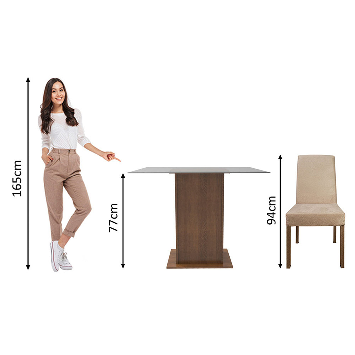 Juego de comedor Luli Marrón y Beige 80x77cm Cuadrado de Dos Puestos con Dos Sillas - COMEDORES | Bylmo