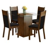 Juego de comedor Dallas Marrón y Negro 80x76cm Cuadrado de Cuatro Puestos con Cuatro Sillas - COMEDORES | Bylmo