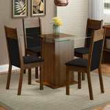 Juego de comedor Dallas Marrón y Negro 80x76cm Cuadrado de Cuatro Puestos con Cuatro Sillas - COMEDORES | Bylmo