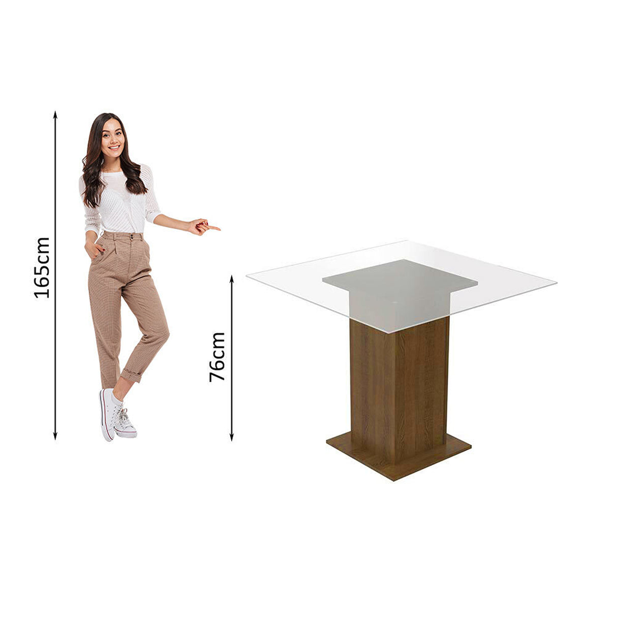 Juego de comedor Dallas Marrón y Negro 80x76cm Cuadrado de Cuatro Puestos con Cuatro Sillas - COMEDORES | Bylmo