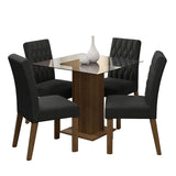Juego de comedor Noemi Marrón y Negro 80x76cm Cuadrado de Cuatro Puestos con Cuatro Sillas - COMEDORES | Bylmo