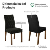 Juego de comedor Noemi Marrón y Negro 80x76cm Cuadrado de Cuatro Puestos con Cuatro Sillas - COMEDORES | Bylmo