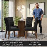 Juego de comedor Noemi Marrón y Negro 80x76cm Cuadrado de Cuatro Puestos con Cuatro Sillas - COMEDORES | Bylmo