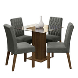 Juego de comedor Noemi Marrón y Plata 80x76cm Cuadrado de Cuatro Puestos con Cuatro Sillas - COMEDORES | Bylmo