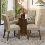 Juego de comedor Noemi Marrón y Beige 80x76cm Cuadrado de Cuatro Puestos con Cuatro Sillas - COMEDORES | Bylmo