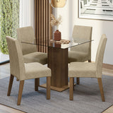 Juego de comedor Ivy Marrón y Beige 80x76cm Cuadrado de Cuatro Puestos con Cuatro Sillas - COMEDORES | Bylmo