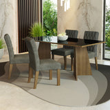 Juego de comedor Harper Negro y Marrón 180x78cm Rectangular de Cuatro Puestos con Cuatro Sillas - COMEDORES | Bylmo