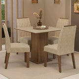 Juego de comedor Cannes Marrón y Crema 90x78cm Cuadrado de Cuatro Puestos con Cuatro Sillas - COMEDORES | Bylmo