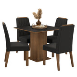 Juego de comedor Cannes Marrón y Negro 90x78cm Cuadrado de Cuatro Puestos con Cuatro Sillas - COMEDORES | Bylmo