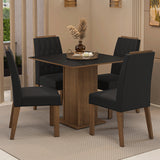 Juego de comedor Cannes Marrón y Negro 90x78cm Cuadrado de Cuatro Puestos con Cuatro Sillas - COMEDORES | Bylmo