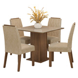 Juego de comedor Capri Marrón y Crema 90x78cm Cuadrado de Cuatro Puestos con Cuatro Sillas - COMEDORES | Bylmo
