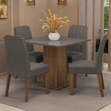 Juego de comedor Capri Marrón y Gris 90x78cm Cuadrado de Cuatro Puestos con Cuatro Sillas - COMEDORES | Bylmo