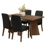 Juego de comedor Évora Marron Oxford y Negro 160x78cm Rectangular de Cuatro Puestos con Cuatro Sillas - COMEDORES | Bylmo