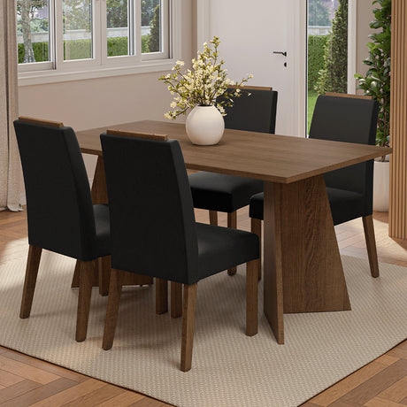 Juego de comedor Évora Marron Oxford y Negro 160x78cm Rectangular de Cuatro Puestos con Cuatro Sillas - COMEDORES | Bylmo
