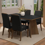 Juego de comedor Évora Marrón y Negro 160x78cm Rectangular de Cuatro Puestos con Cuatro Sillas - COMEDORES | Bylmo
