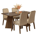Juego de comedor Braga Marrón y Beige 160x78cm Rectangular de Cuatro Puestos con Cuatro Sillas - COMEDORES | Bylmo