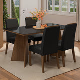 Juego de comedor Braga Marrón y Negro 160x78cm Rectangular de Cuatro Puestos con Cuatro Sillas - COMEDORES | Bylmo