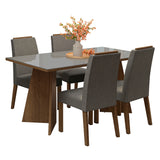 Juego de comedor Braga Marrón y Gris 160x78cm Rectangular de Cuatro Puestos con Cuatro Sillas - COMEDORES | Bylmo