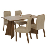 Juego de comedor Tulum Marrón y Crema 160x78cm Rectangular de Cuatro Puestos con Cuatro Sillas - COMEDORES | Bylmo