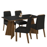 Juego de comedor Tulum Marrón y Negro Oxford 160x78cm Rectangular de Cuatro Puestos con Cuatro Sillas - COMEDORES | Bylmo