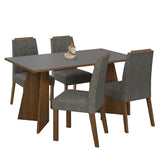 Juego de comedor Tulum Marrón y Gris 160x78cm Rectangular de Cuatro Puestos con Cuatro Sillas - COMEDORES | Bylmo