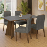 Juego de comedor Tulum Marrón y Gris 160x78cm Rectangular de Cuatro Puestos con Cuatro Sillas - COMEDORES | Bylmo