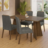 Juego de comedor Porto Marrón y Plateado 160x78cm Rectangular de Cuatro Puestos con Cuatro Sillas - COMEDORES | Bylmo